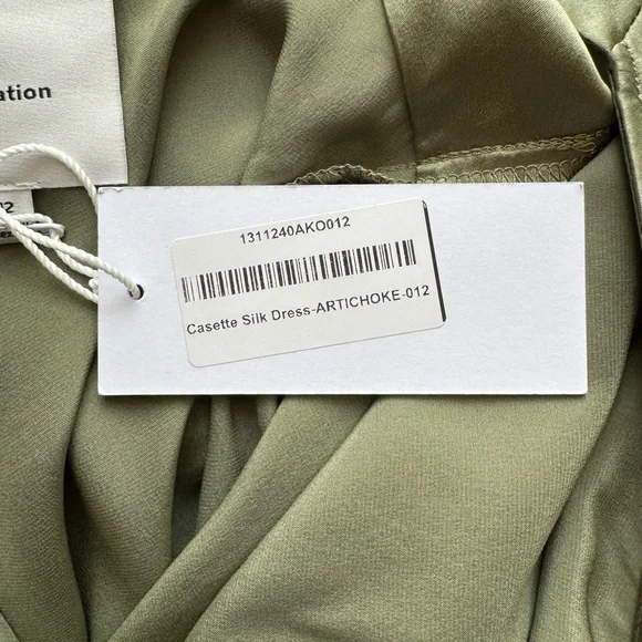 Reformation Casette Silk Dress in Artichoke Size 12 NWT - Picture 14 of 16